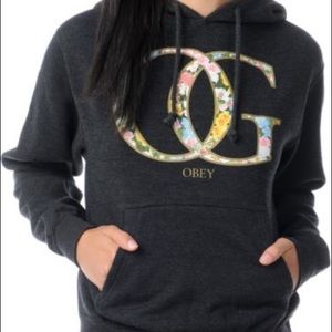 OBEY || floral spring charcoal hoodie